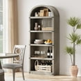 thumbnail image 6 of IDEALHOUSE Bookcases 5 Tier, Gray, Arched Farmhouse Bookshelf, Modern Display Wood Storage Rack for Living Room, Office, Bedroom, 6 of 8