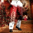thumbnail image 2 of Zhuashum Men's Christmas Pants Elastic Waist Xmas Pj Bottoms Special Composite Layer Snowman Snowflake Santa Tree Printed Straight Leg Trousers Fashion Clothes Xl, 2 of 4