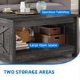 thumbnail image 6 of Dextrus Coffee Table with Storage, Square Wood Farmhouse Coffee Table with Barn Door for Living Room, Dark Gray, 6 of 8