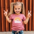 thumbnail image 2 of 3rd Birthday Rainbow Shirt for Little Girls Retro Third Bday Outfit Mauve Shirt, 2 of 6