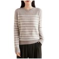 thumbnail image 2 of NTACZA Loose Fitting Womens Holiday Sweaters Striped Yellow Crewneck Sweater Pullover Knitted Pullover Jumpers for Women XL, 2 of 6