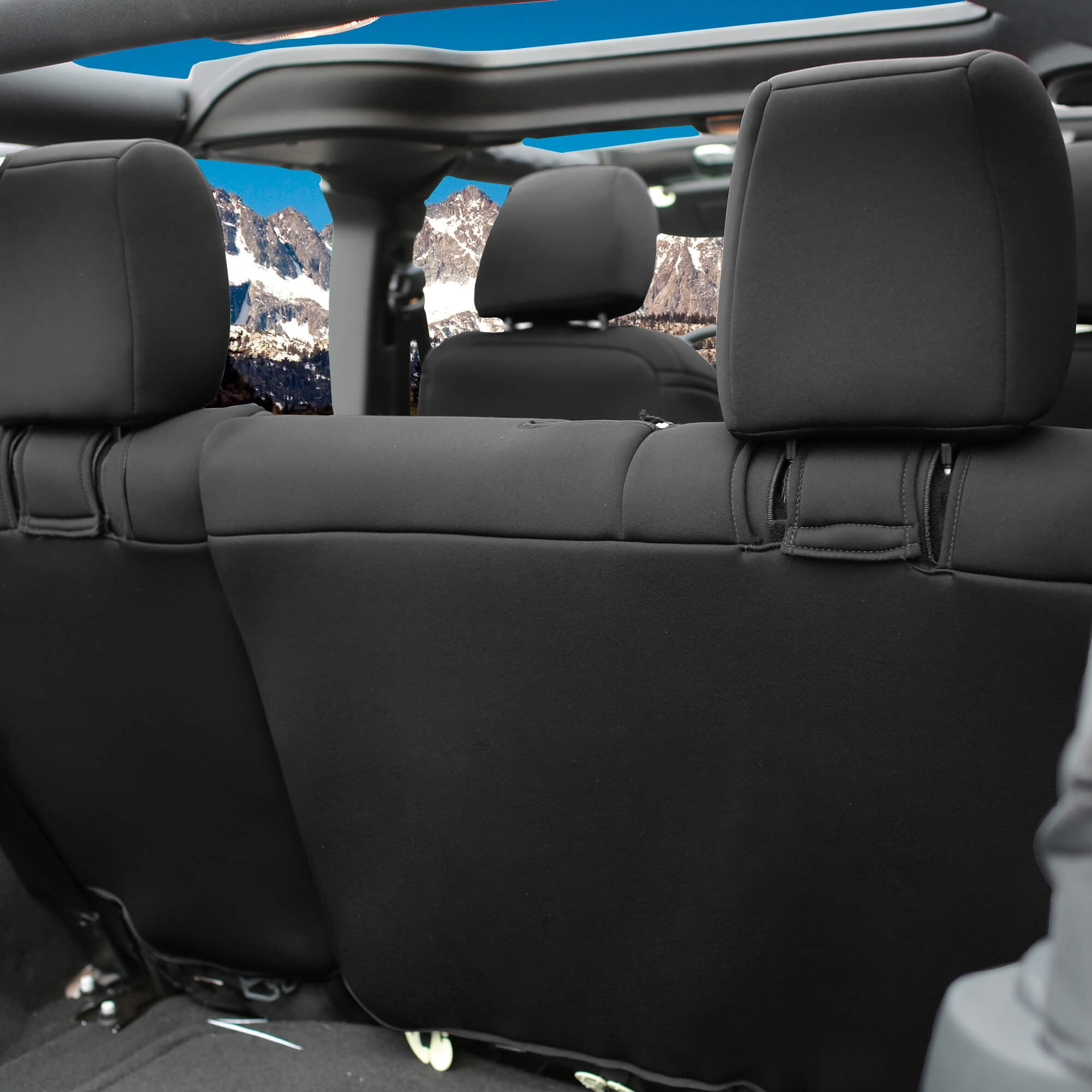 For 2007-2017 Jeep Wrangler JKU 4 Door FH Group Neoprene Waterproof Custom Fit Car Seat Covers Rear Set - Blue