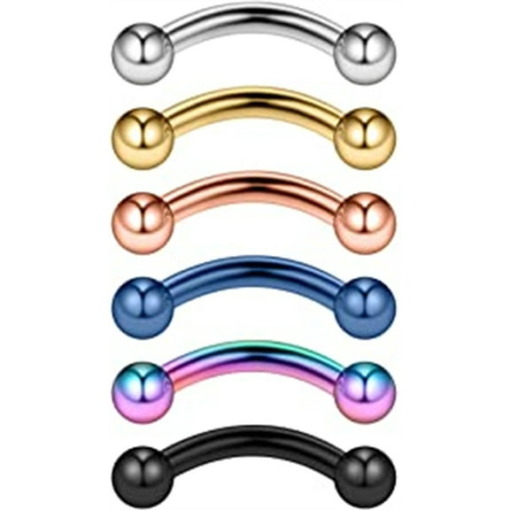 Briana Williams 14G Stainless Steel Curved Eyebrow Rings Petite Belly Rings Body Jewelry Piercing Se