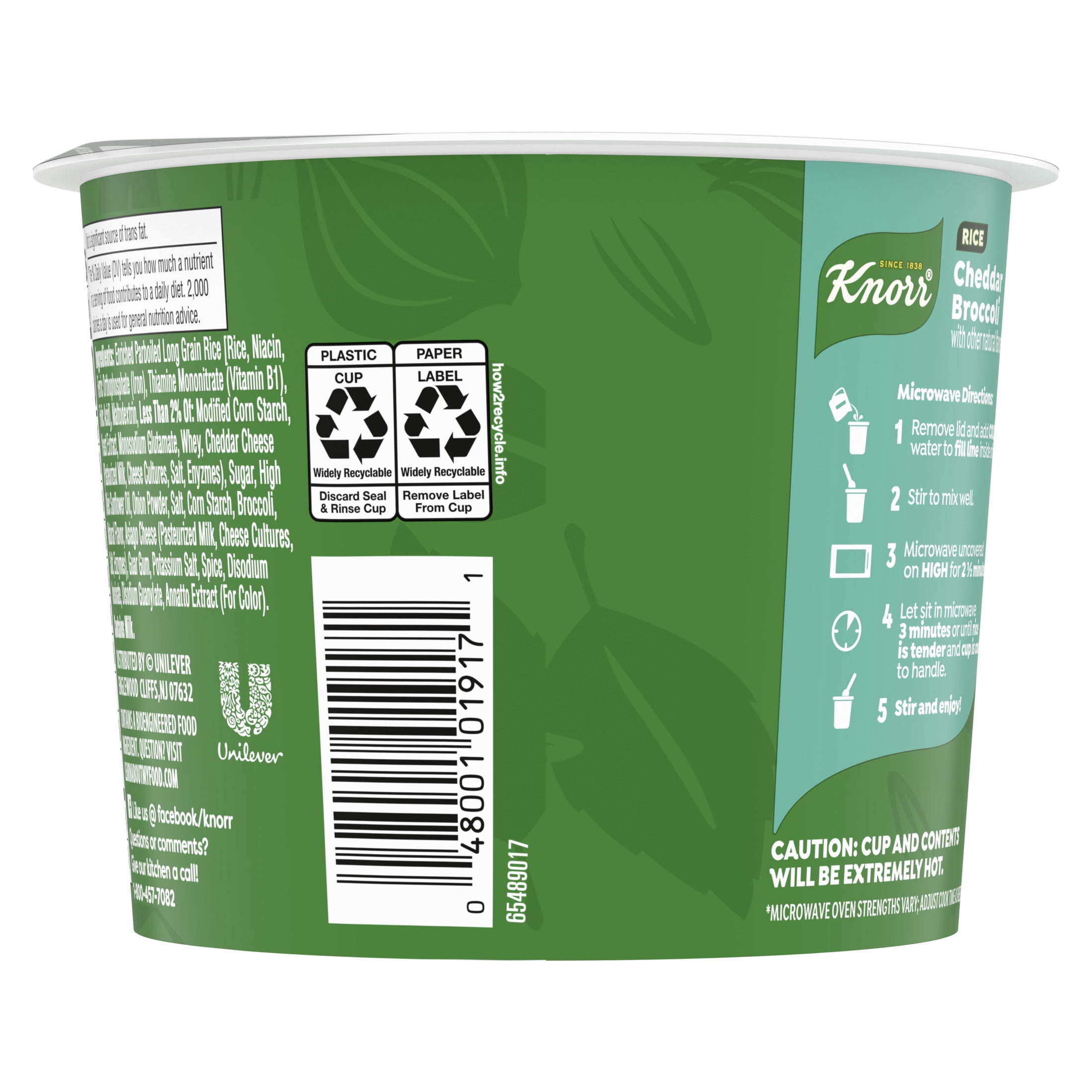 (8 pack) Knorr Cheddar Broccoli Rice Cups, Made With Real Cheese, 2.0 oz