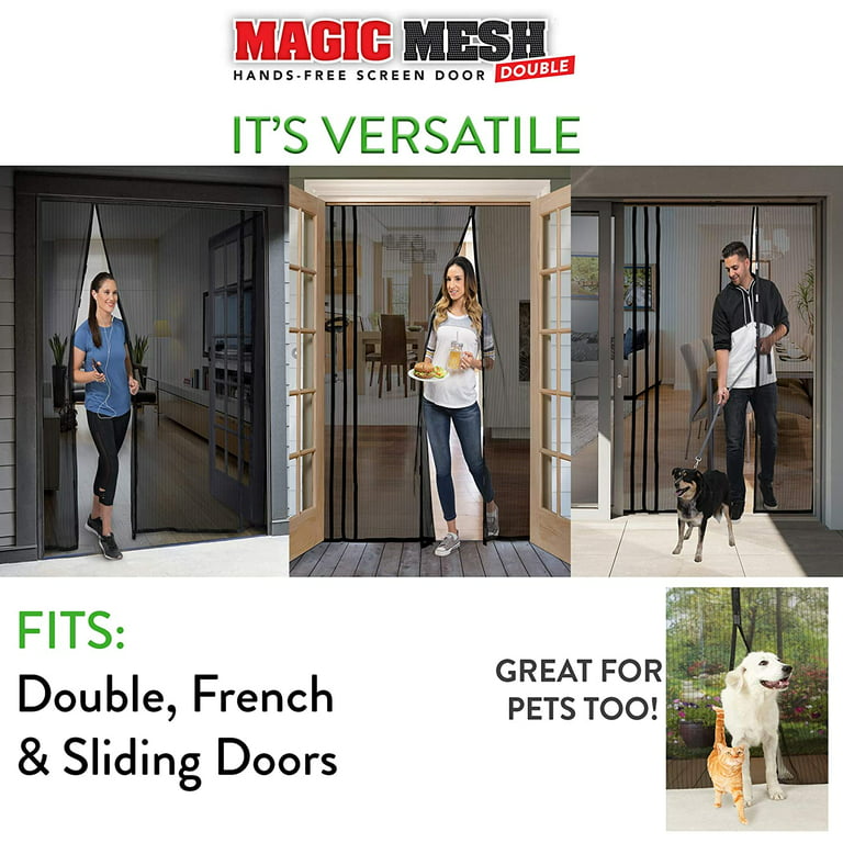 Generic Magic Mesh Deluxe- Black- Hands Free Magnetic Screen Door, Mesh  Curtain Keeps Bugs Out, Frame