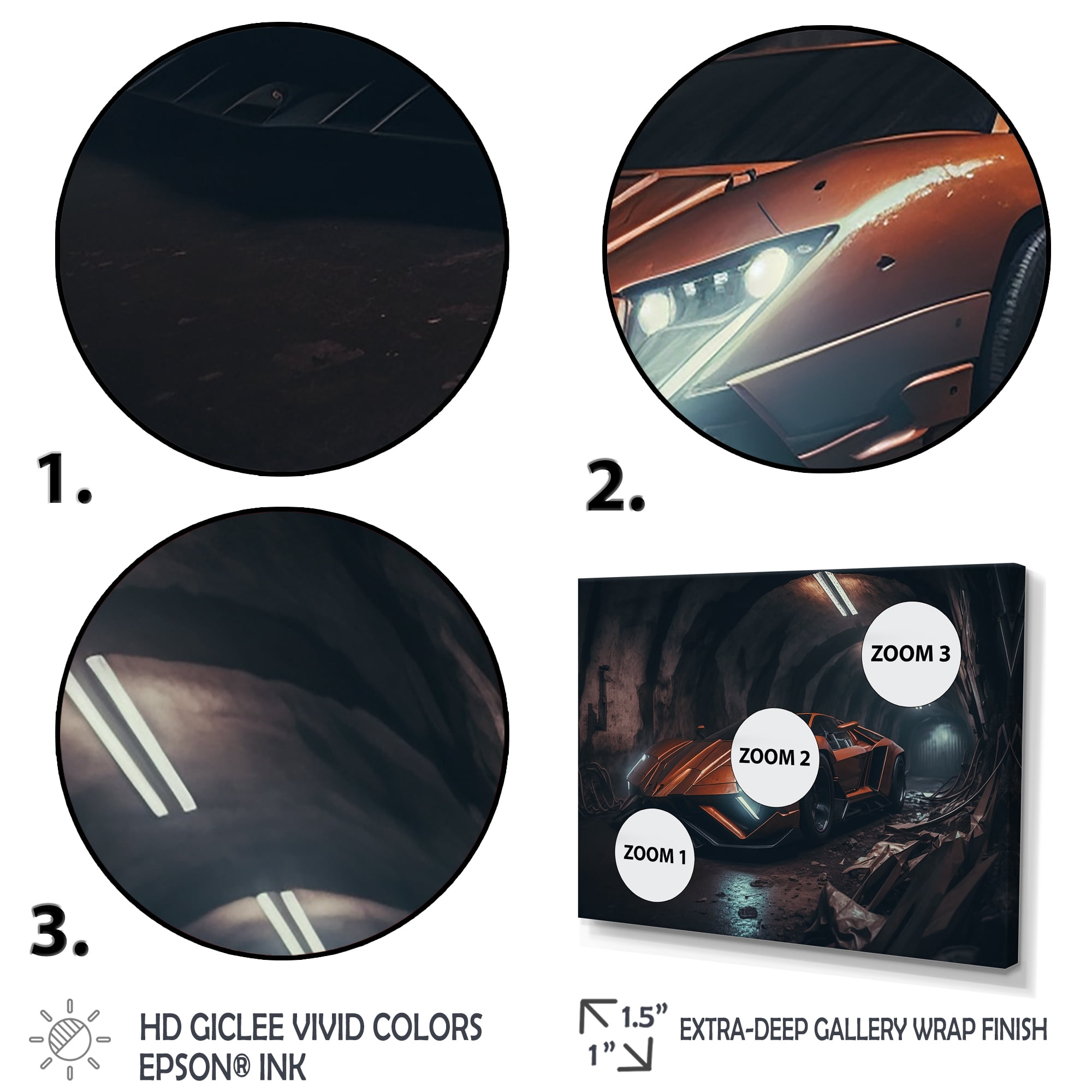Designart Orange Bodykit Exotic Car Photography Canvas Wall Art