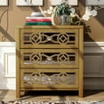 thumbnail image 2 of 26" Mirrored Storage Cabinet 3 drawers for Bedroom Hallway Entryway Living Room, Gold, 2 of 10