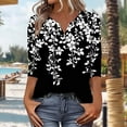 thumbnail image 2 of Jsaierl Tops for Women 3/4 Sleeve Plus Size Button Up V Neck Shirts Trendy Print Petite Blouses Work Cotton Tunic Top S-3XL, 2 of 5