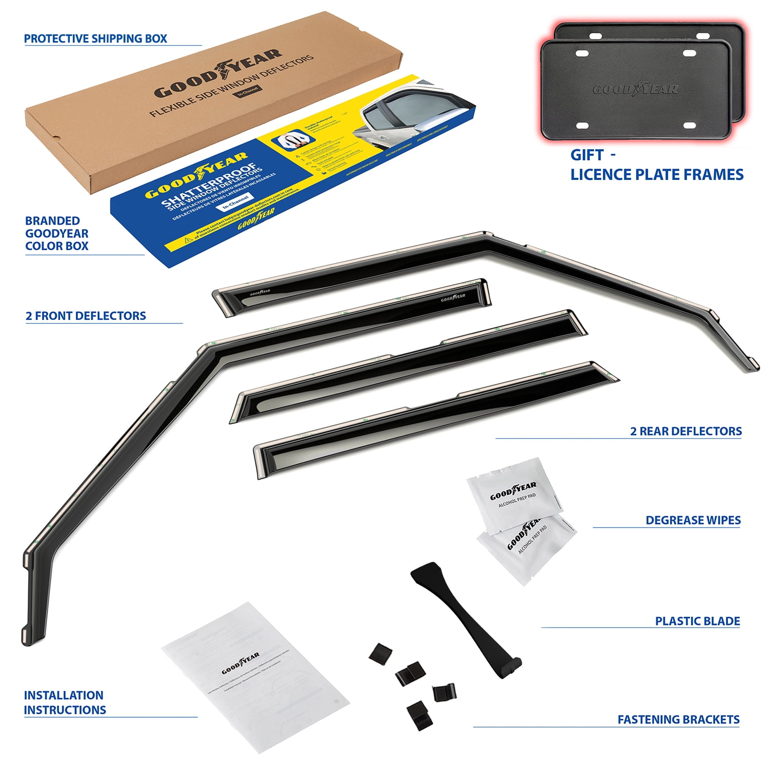 Goodyear Shatterproof in-Channel Window Deflectors for Kia Soul 2020-2022, Rain Guards, Window Visors for Cars, Vent Deflector, Car Accessories, 4 pcs - GY003493