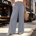 thumbnail image 6 of Noric Women's Cotton Loose-Fit Wide Leg Casual Pants with Elastic Smocked Waist Lounge Street Style Pants, 6 of 9