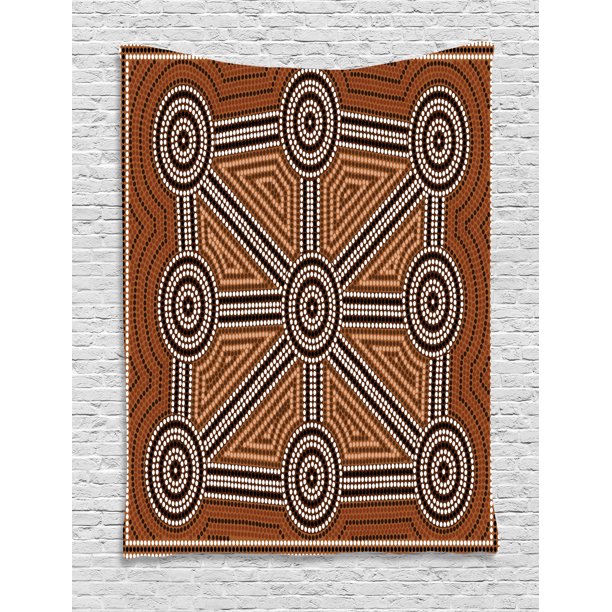 Tribal Tapestry, Australian Aboriginal Style Earth Tone Dot Painting