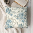 thumbnail image 3 of Flowers Birds Trees Blue Throw Pillow Cover,Floral Cushion Case Outdoor Decoration for Sofa Couch Farmhouse, 3 of 5