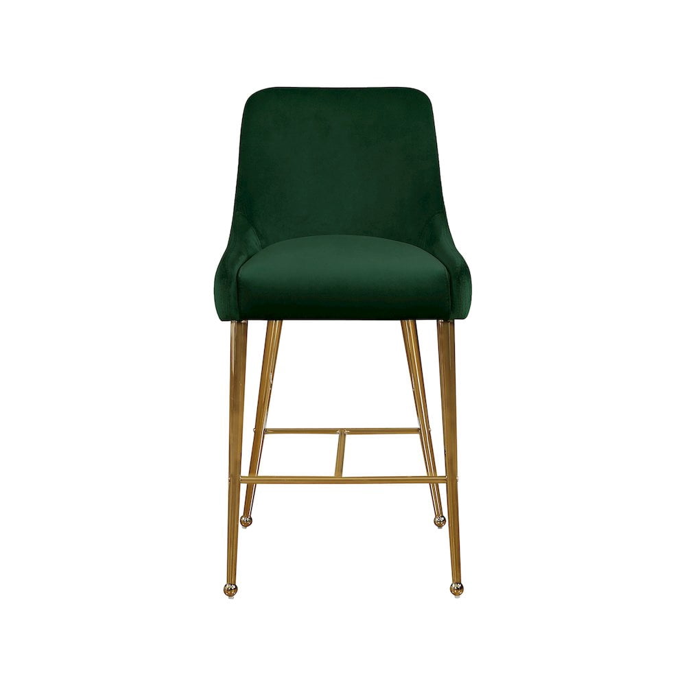 Meridian Furniture Owen 28"H Velvet Bar Stool in Green (Set of 2)