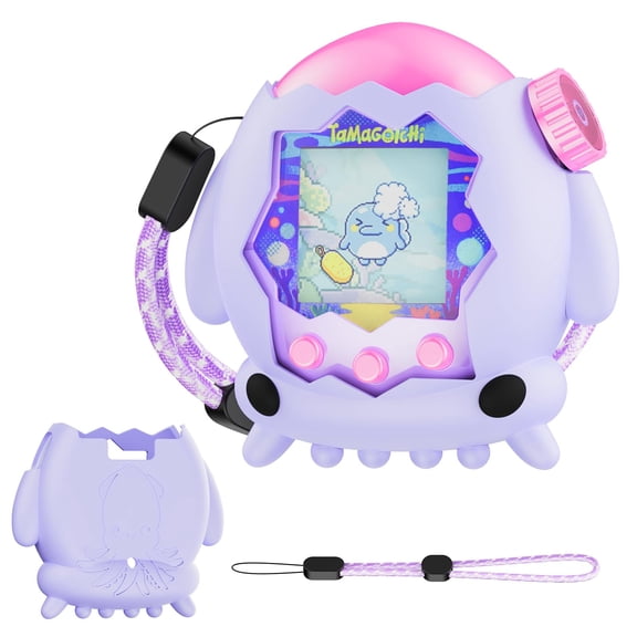 Funda de silicona para Tamagotchi Paradise con cordón morado