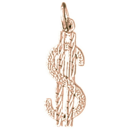 14K Rose Gold Dollar Sign Pendant - 21 mm
