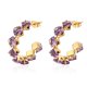 thumbnail image 1 of Nvzi Pendientes de acero inoxidable con circonita cúbica, pendientes sencillos y modernos de acero de titanio con diamantes de imitación de arcoíris (morado), 1 of 3