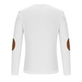 thumbnail image 4 of Men's Cotton Muscle Shirts Men's Knit Shirts Casual Crewneck Long Sleeve Patchwork Sweater Pullover Lightweight Fashion Sweatshirts with Elbow Patches Vintage T-Shirt Comfort Tee Top, 4 of 5