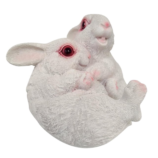 Estatuas de jardín de animales conejo de resina grandes para decoraciones de patio libre, varios Abrazo _blanco