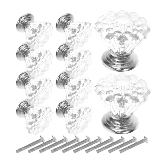 YUNLIGHTS Set of Plated Acrylic Cabinet Knobs Clear Crystal Drawer Handles for Furniture