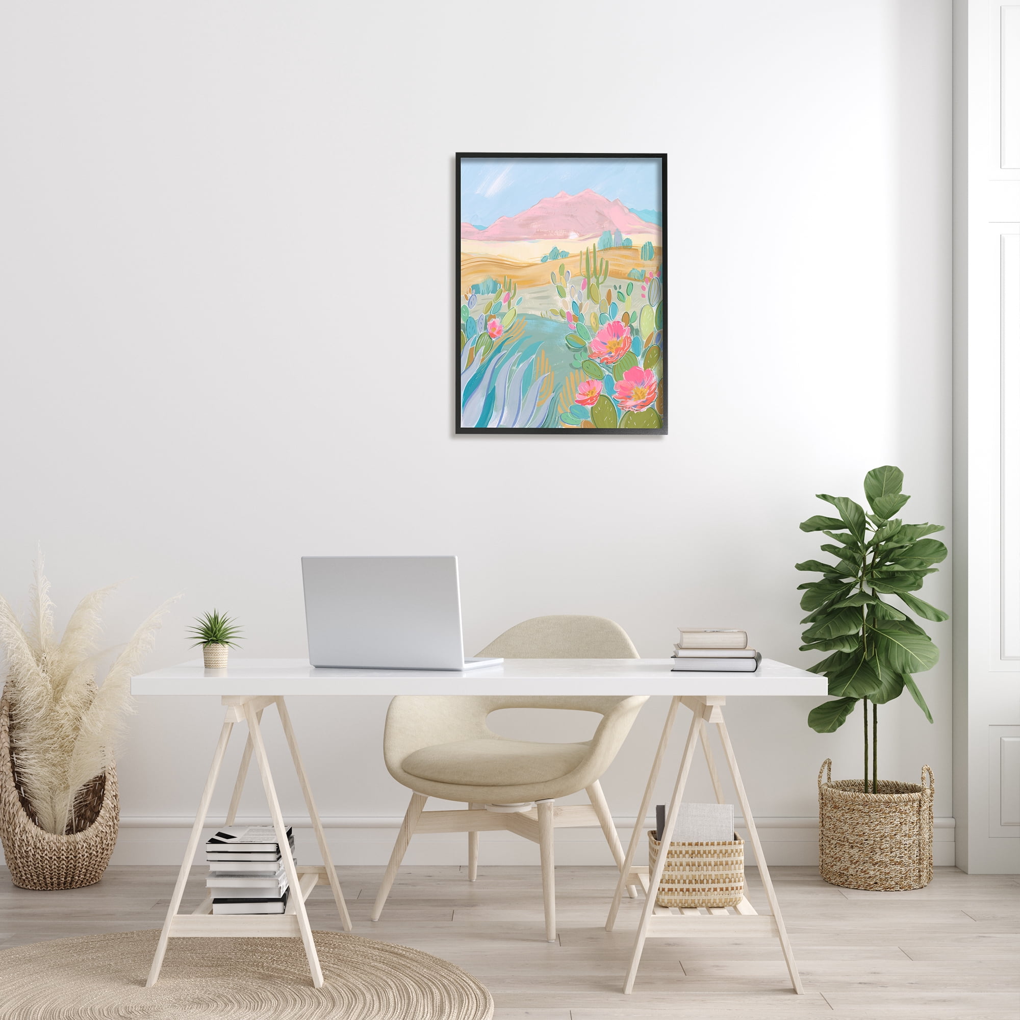 Stupell Desert Canyon Vivid Cacti Plants Landscape Painting Black Framed Art Print Wall Art