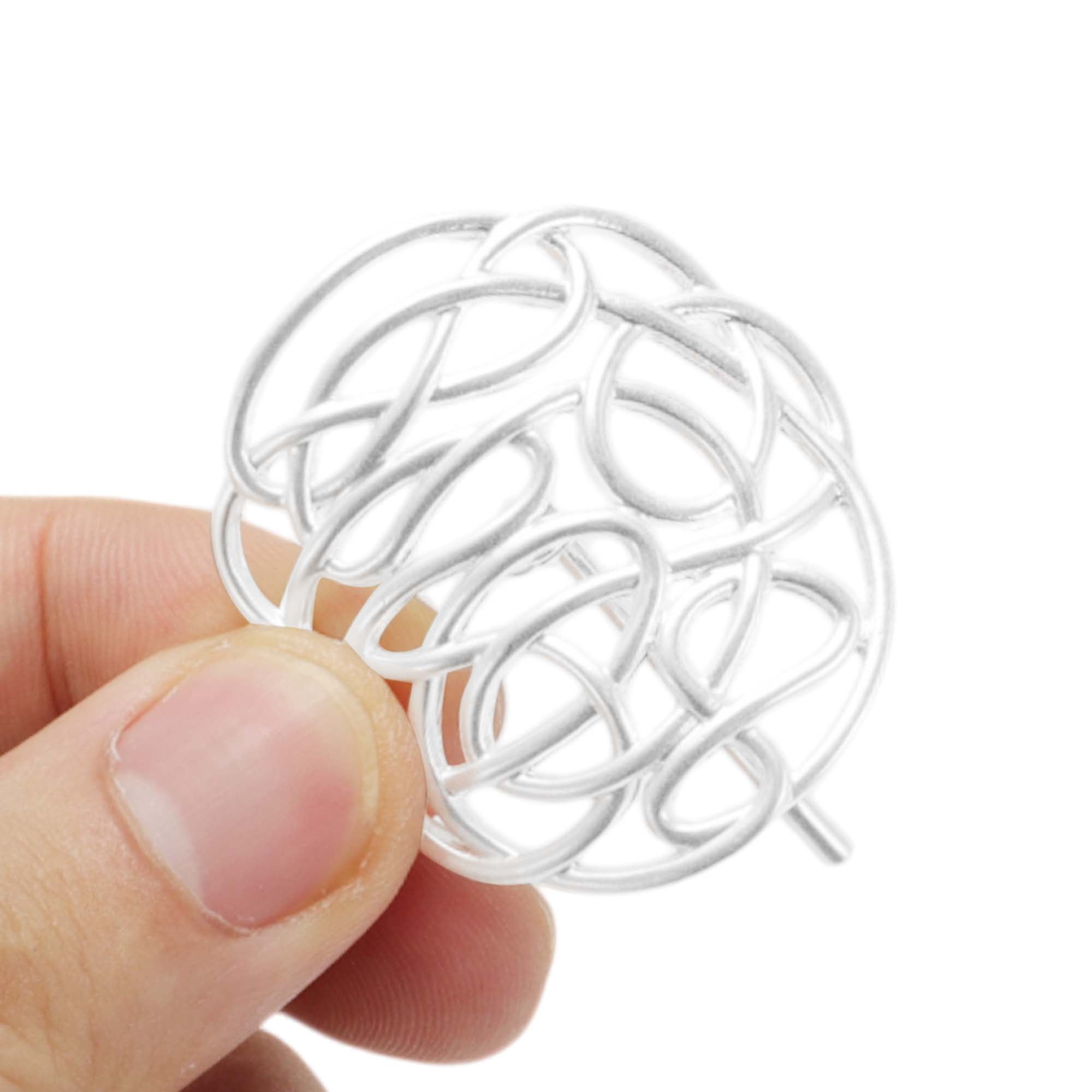 Unique Bargains Stylish Oval Lines Ponytail Buckle Hair Clip 1 Pc Silver Tone White