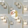 thumbnail image 3 of SUNMORY 3 Lights Gold Arc Floor Lamps for Living Room, 78" Tall Standing Lamp with Hanging Drum Shade, Modern Arc Floor Lamps with Heavy Base, Mid Century Arched Tree Floor Lamp for Bedroom, Office, 3 of 10