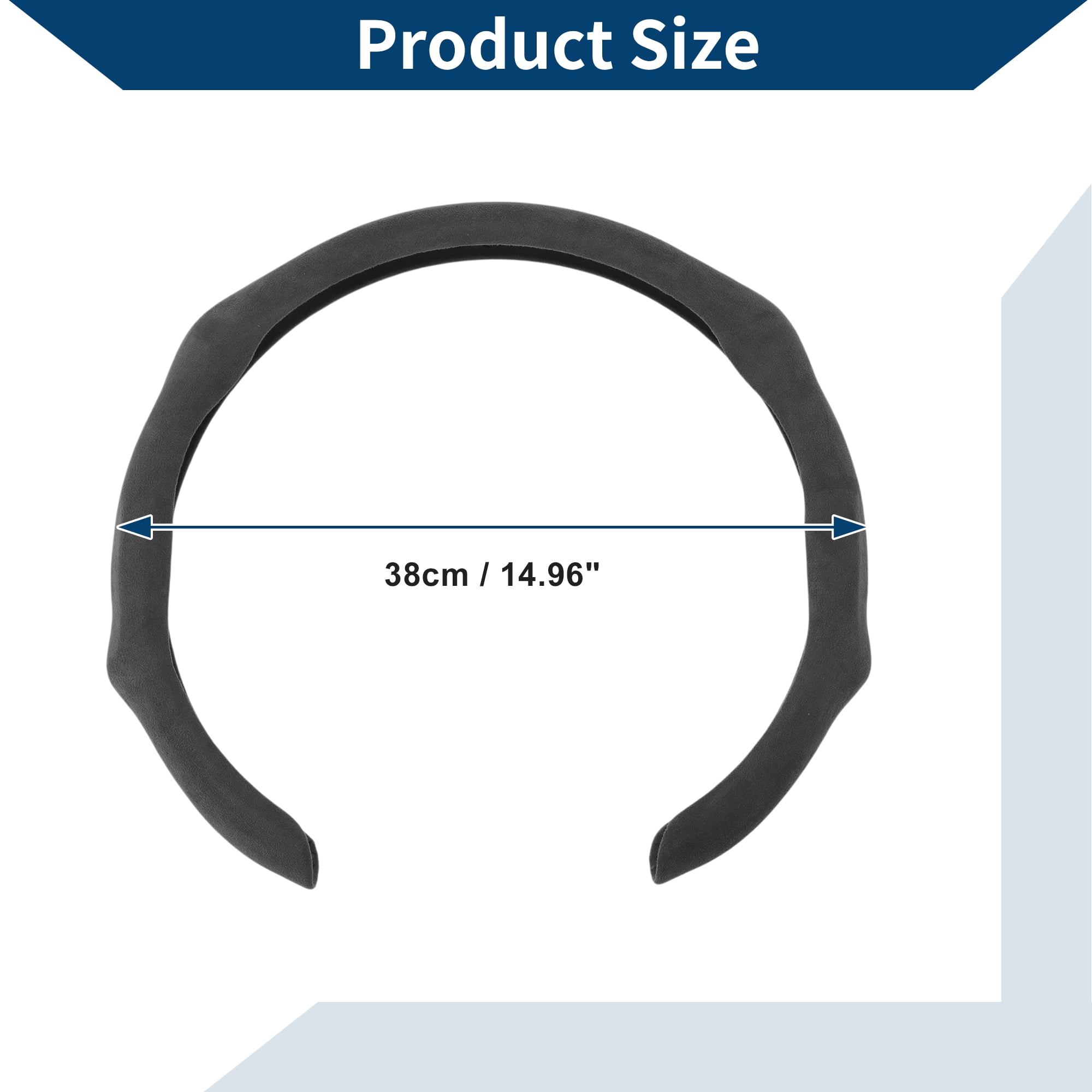 Unique Bargains PU Leather Steering Wheel Cover Black