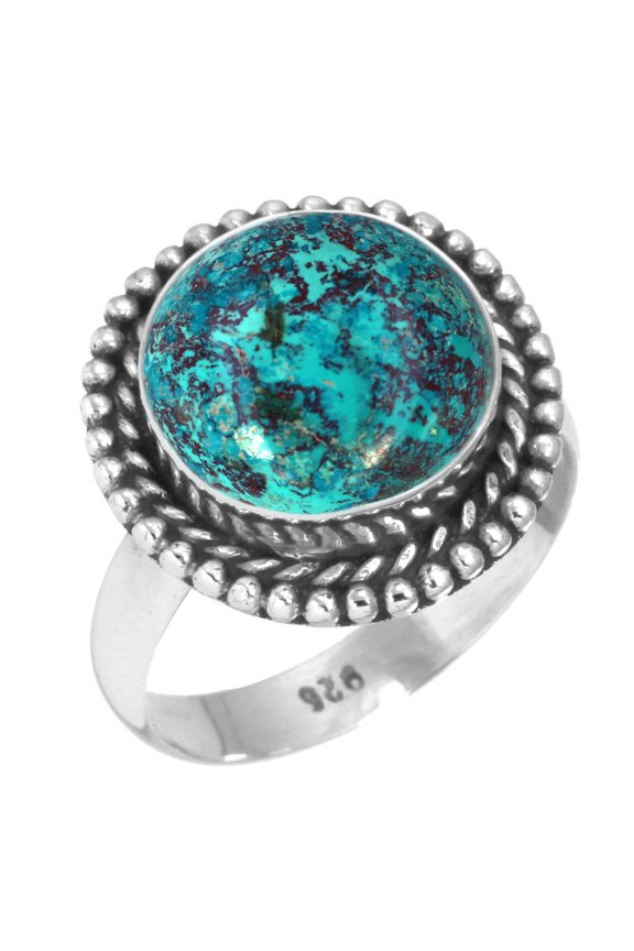 Natural Shattuckite Ring 925 Sterling Silver Handmade Jewelry