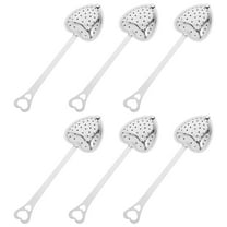 Hemoton 6pcs Heart Shaped Tea Infusers with Handle, Stainless Steel Loose Leaf Tea Strainers, Tea Steepers for Brewing Tea