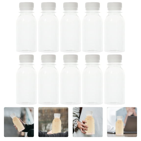 Toyandona 10Pcs Reusable Clear Milk Bottles Multi Function with Leak Proof Seal