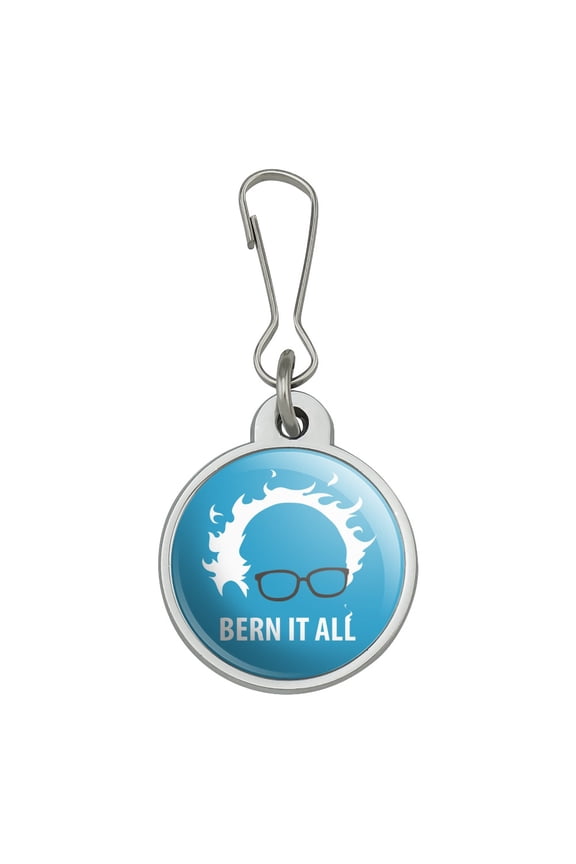 Bern It All Bernie Sanders Burning Democrat Jacket Handbag Purse Luggage Backpack Zipper Pull Charm