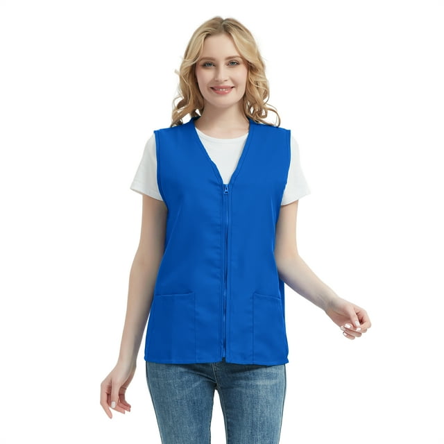 TOPTIE Gilet d'Activité Bénévole pour Adultes Gilets d'Uniforme de Supermarché Tenue de Travail de Commis-Bleu Royal-TTG