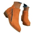 thumbnail image 3 of Gyexs Ankle Boots for Women Dressy Ankle Cowboy Boots Low Heel Western Cowboy Boots Zipper Casual Short Ankle Booties Orange Size 6, 3 of 8