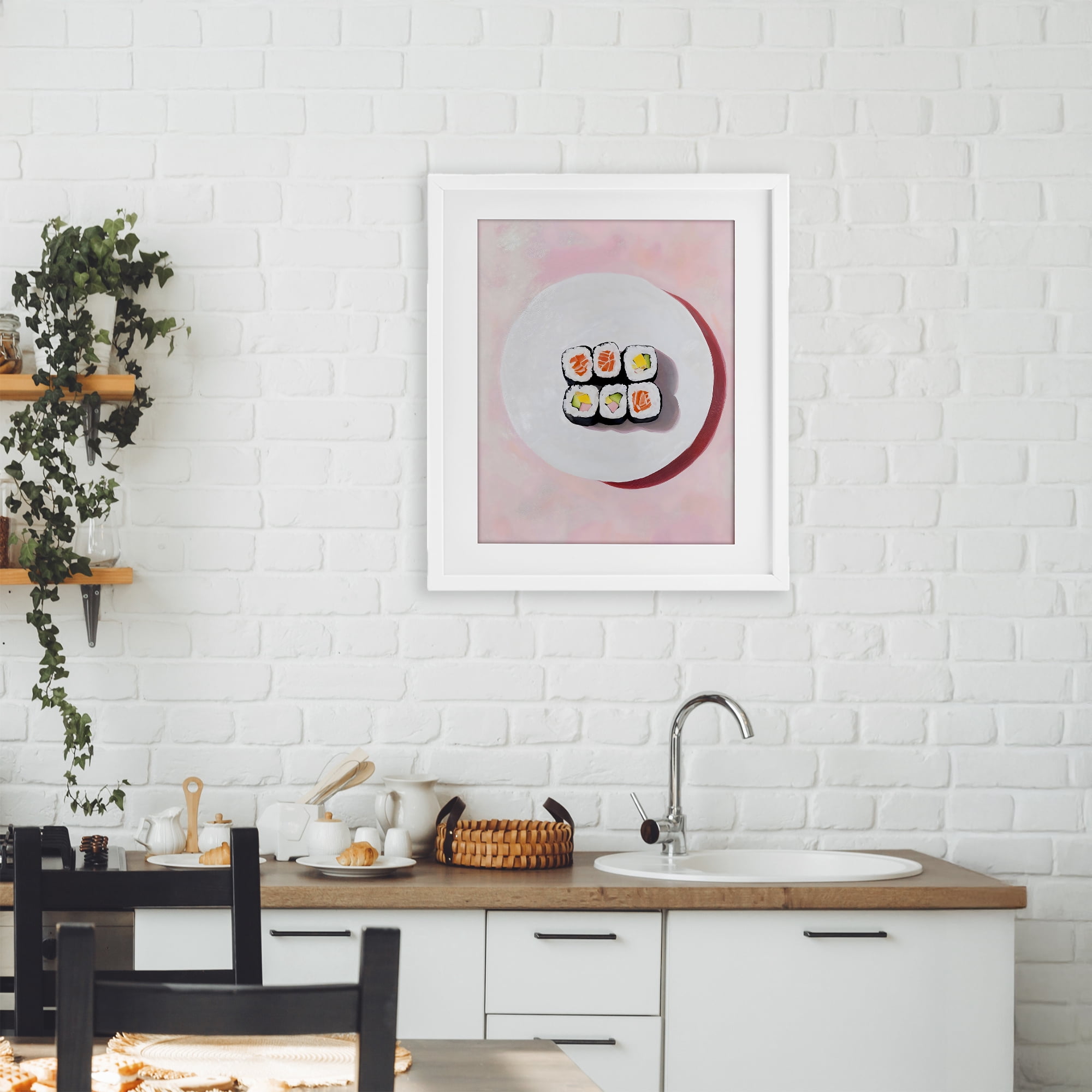 Stupell Industries Sushi Rolls on Plate White Framed Print Under Glass, design by The Prints Vibe