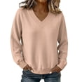 thumbnail image 4 of SSZMDLB Women Sweater Long Sleeve Loose Fit Casual Pullover Tops Solid Color Fall Winter Basic Soft Knit Blouses, Beige XL, 4 of 6