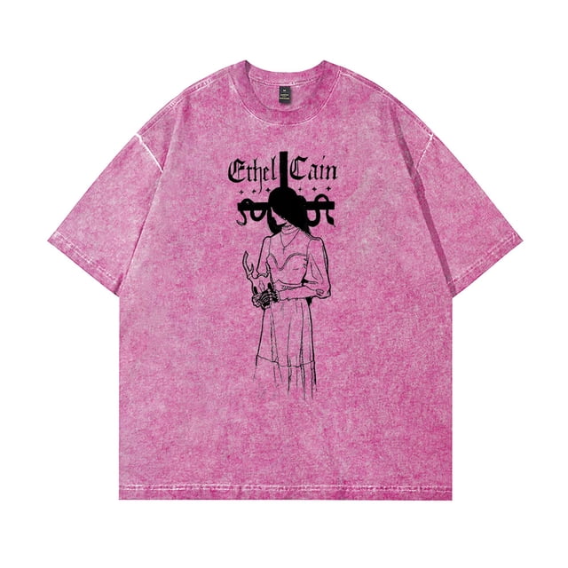 Camiseta Ethel Cain Merch Golden Age, camiseta vaquera lavada, moda informal de verano, algodón, diseño elegante,Pink,M,Unitalla