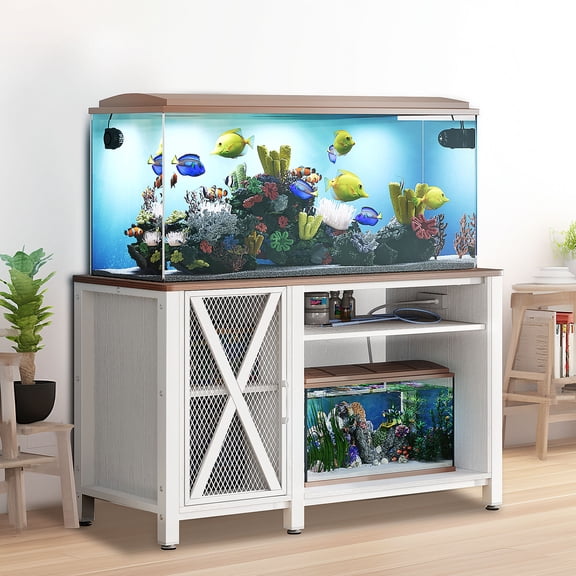 75 Gallon Metal Aquarium Stand w/ Charging Station Storage Cabinet For Fish Tank