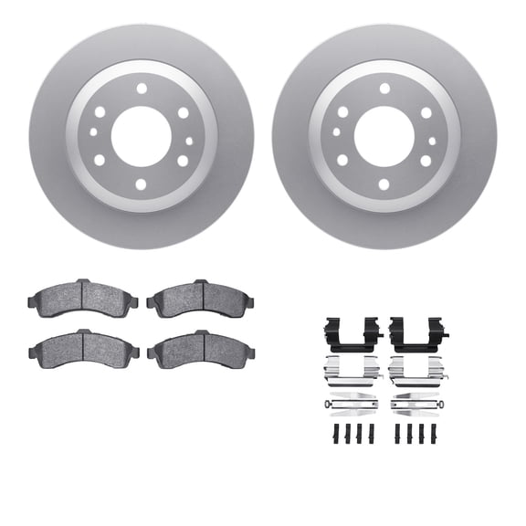 Dynamic Friction Company Front Geospec Brake Rotors with Heavy Duty Brake Pads includes Hardware 4212-48014
