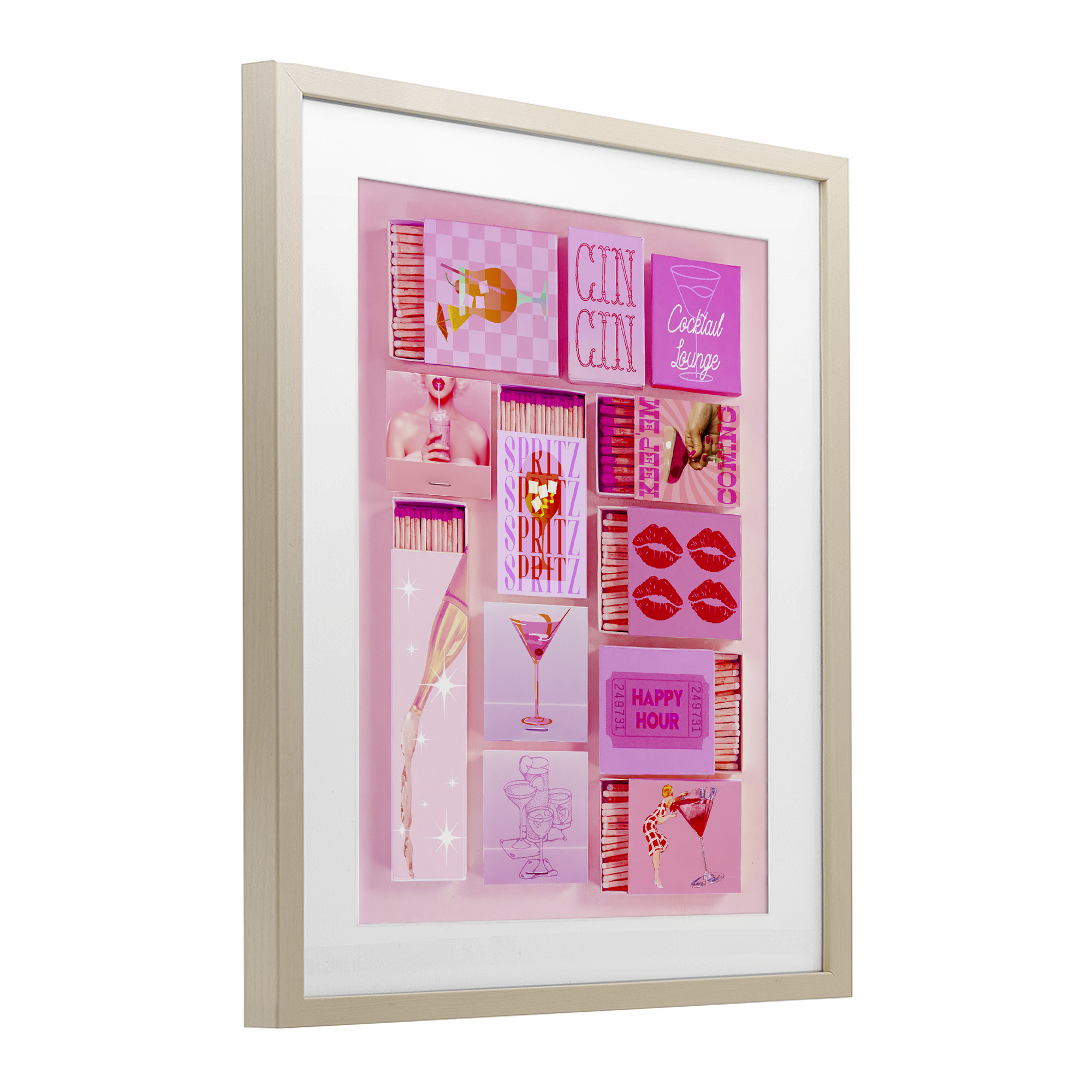 Feminine Glam Matches Birch Framed Print Under Glass, design by Lil' Rue