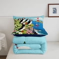 thumbnail image 5 of jejeloiu Scenic Coastal Puffin Full Size Comforter Sets,Lighthouse Floral Landscape Bedding Comforter Set For Boys,Green Blue,Navy Blue Reversible,3 Pieces,1 Comforter and 2 Pillowcases, 5 of 7