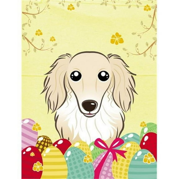 Longhair Creme Dachshund Easter Egg Hunt Flag Garden
