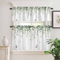 thumbnail image 2 of 3 Piece Kitchen Curtains and Valances Set Eucalyptus Cafe Curtains 36 Inch Length Butterfly Sage Green Leaf Farmhouse Plant Valance & Tier Curtain for Living Room Bedroom Window 54"x18"+27"x36"*2, 2 of 6