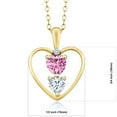 thumbnail image 2 of Gem Stone King 18K Yellow Gold Plated Silver Pink Moissanite Pendant Necklace for Women (0.74 Cttw, Gemstone Birthstone, Heart 5MM and 4MM, with 18 inch Silver Chain), 2 of 3
