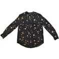 thumbnail image 2 of Hilary Radley Women's Blouse Long Sleeve Half Laying Collar Black Size XS New, 2 of 5
