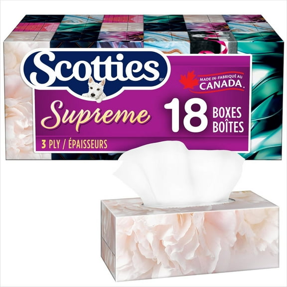 Scotties Supreme, 3-Ply Facial Tissue,18 Boxes, 81 Tissues Per Box