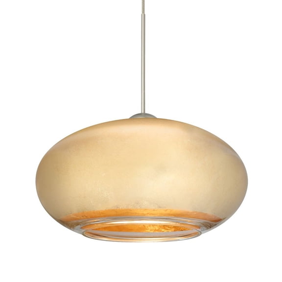 1XT-2492GF-LED-SN-Besa Lighting-Brio 7 - 1 Light Cord Pendant In Contemporary Style-3.63 Inches Tall and 6.75 Inches Wide-Satin Nickel Finish-Gold