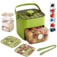 thumbnail image 1 of 48 Cube Ice Maker With Easy Press Lid, Double Layer Portable Ice Maker with Lid and Storage Box for Freezer, Handled Press-Type Ice Cube Tray with Lid and Bin for Whiskey, Cocktail, Beer (Green), 1 of 5