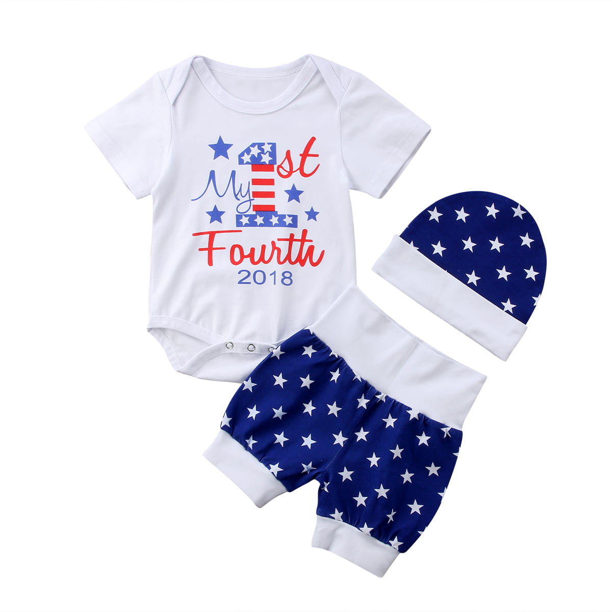 3pcs Baby Boy Girls Kids Newborn Infant Romper Hat Bodysuit Outfit Clothing Set