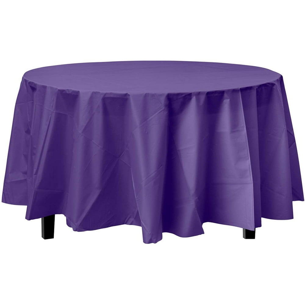 Exquisite 84” Round Tablecloth Cover Purple Disposable Plastic