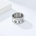 thumbnail image 4 of PAMTIER Men's Women's Stainless Steel 11MM Classic Love Rainbow Wedding Band Gay Lesbian LGBT Pride Rotatable Ring Silver Size 10, 4 of 6